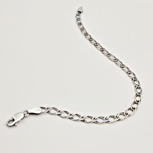 Vintage Sterling Silver Double Cable Link Chain Bracelet 7" – Italy IBB 925 - Picture 2 of 5